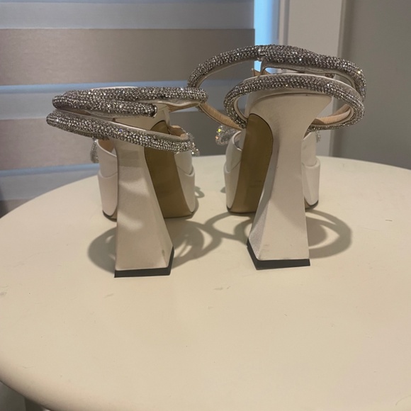 Mach & Mach White Satin Double Bow Platforms - Picture 3 of 8